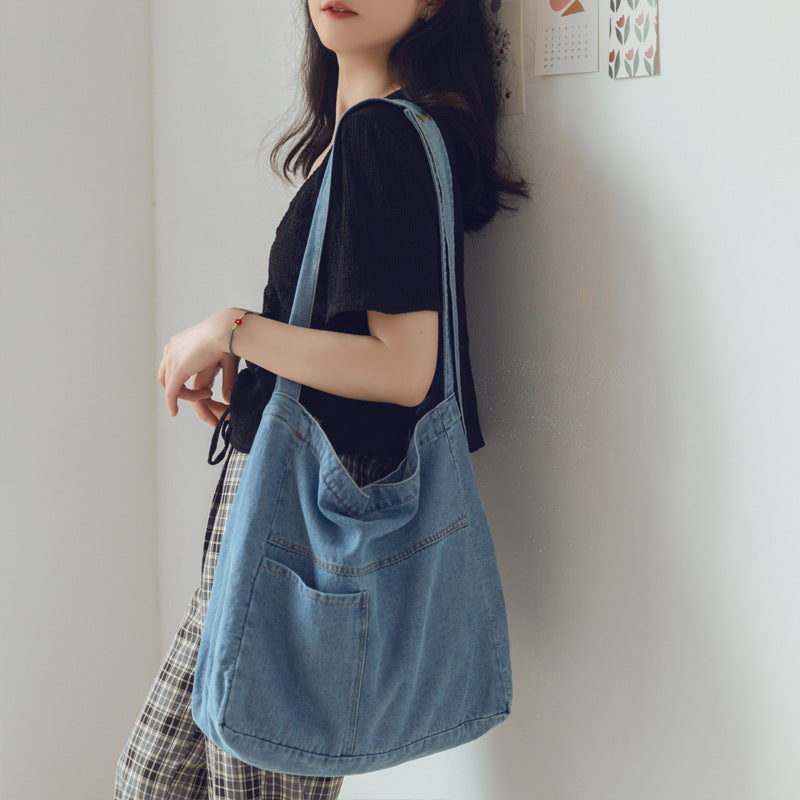 Washed Denim Class Female Canvas Korean Crossbody Bags