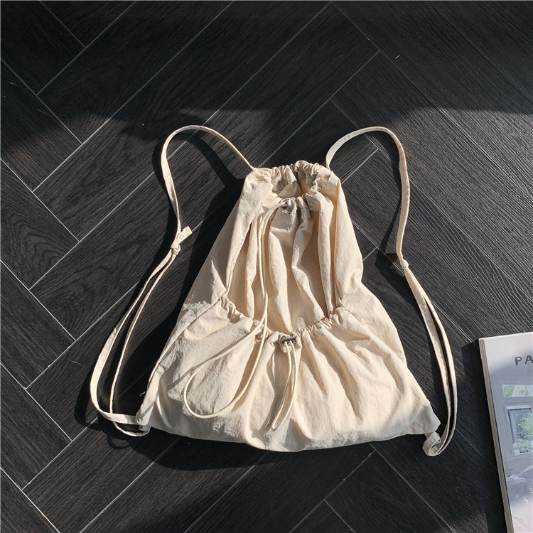Niche High-grade Large Capacity Pleated Drawstring Backpacks