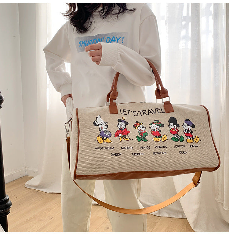 Women's Portable Storage Korean Cartoon Excursion Large Travel Bags