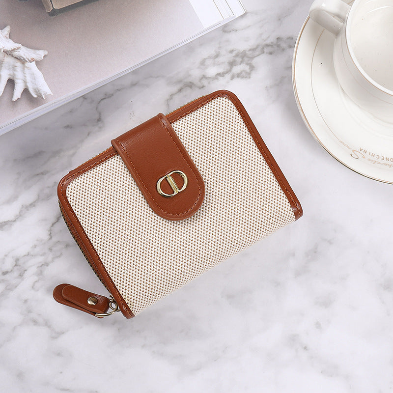Women's Light Luxury Short Canvas Multiple Slots Ladies Wallets