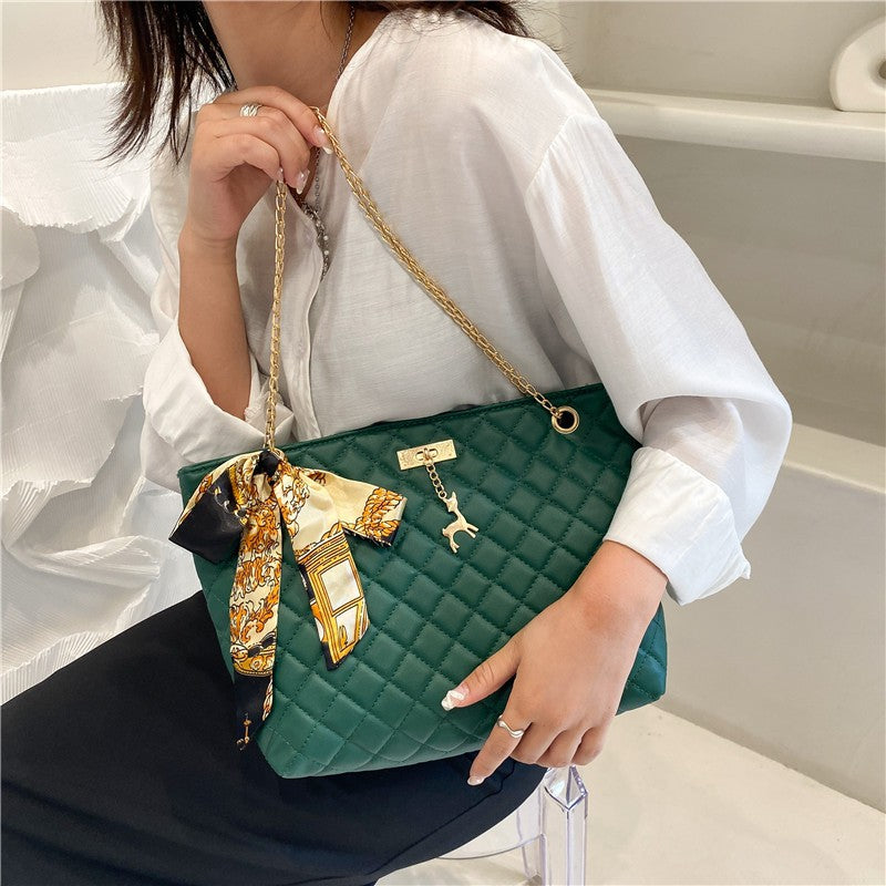 Women's Korean Deer Rhombus Underarm Silk Scarf Shoulder Bags