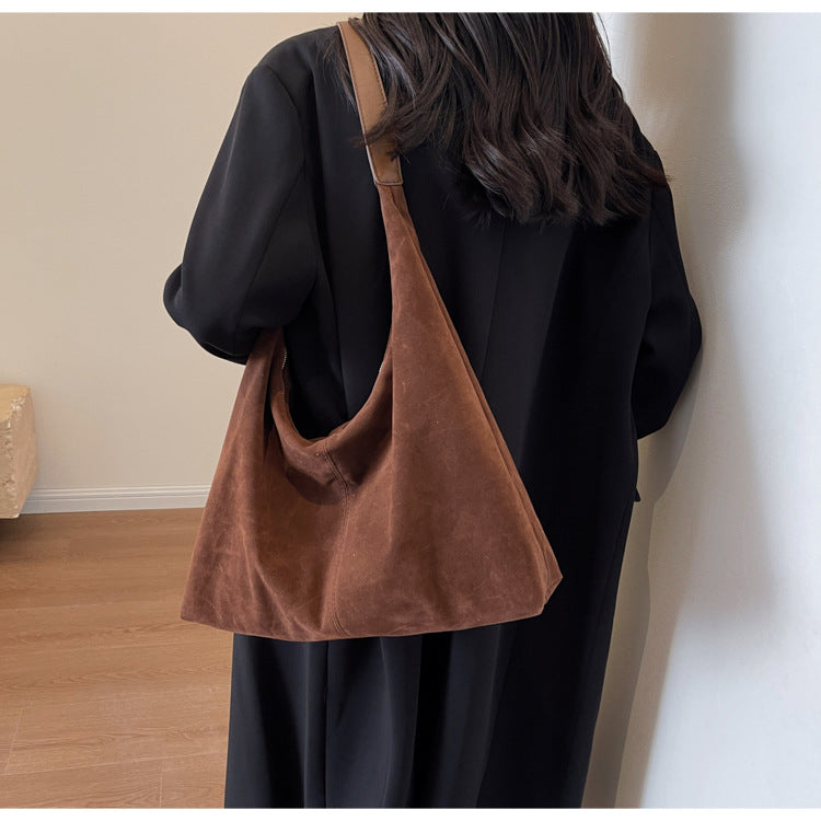 Women's Capacity Autumn Versatile Retro Frosted Texture Shoulder Bags