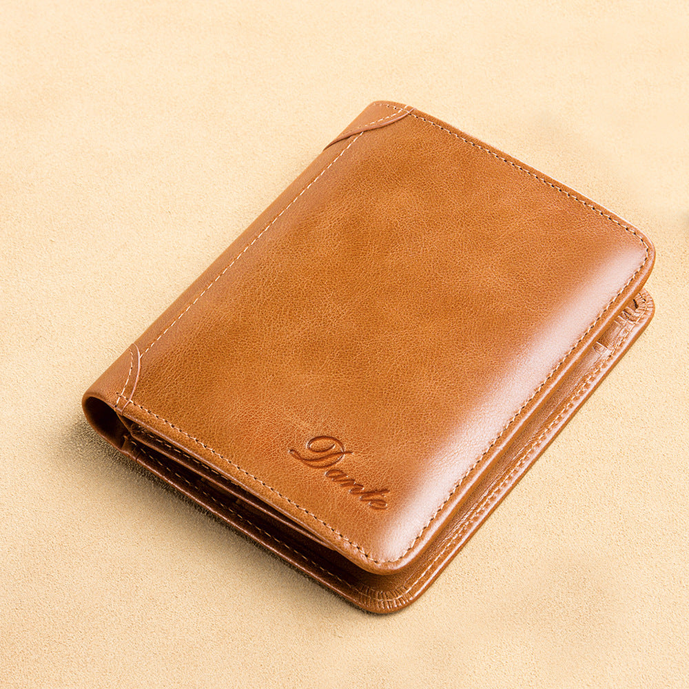 Men's Genuine Leather Oil Wax First Layer Cowhide Men's Wallets