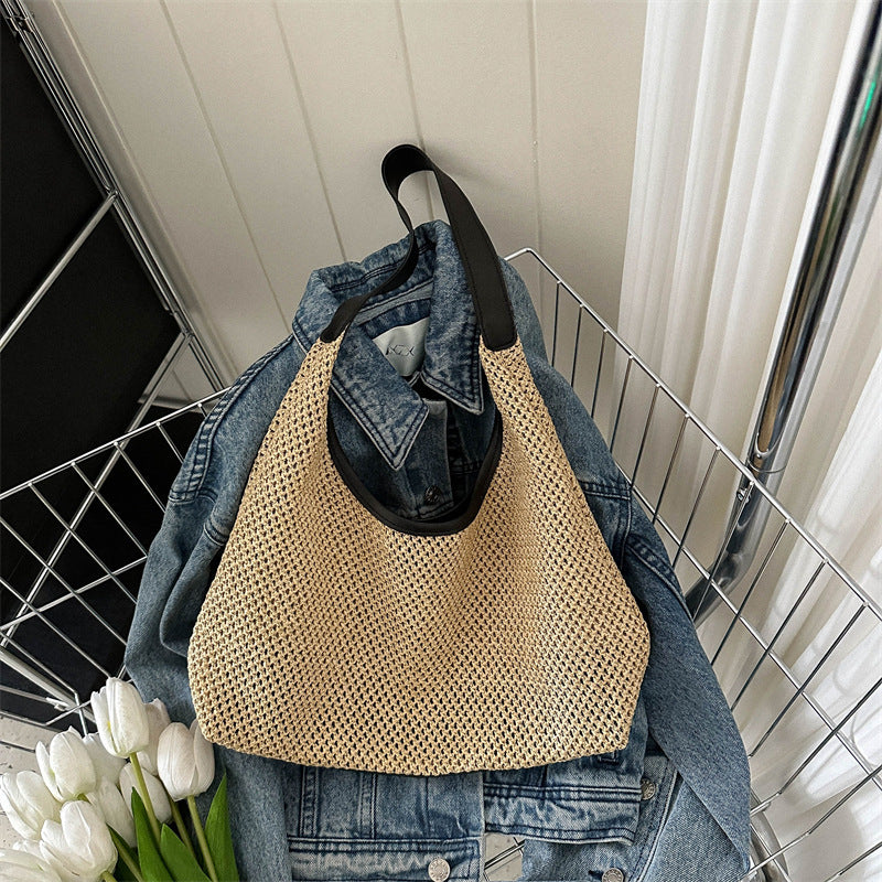 Women's Vintage Weave Straw Large Capacity Underarm Crossbody Bags
