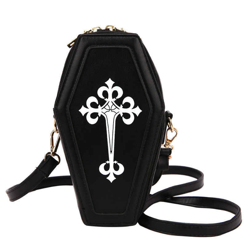Fashion Retro Goth Personality Cross Coffin Crossbody Bags