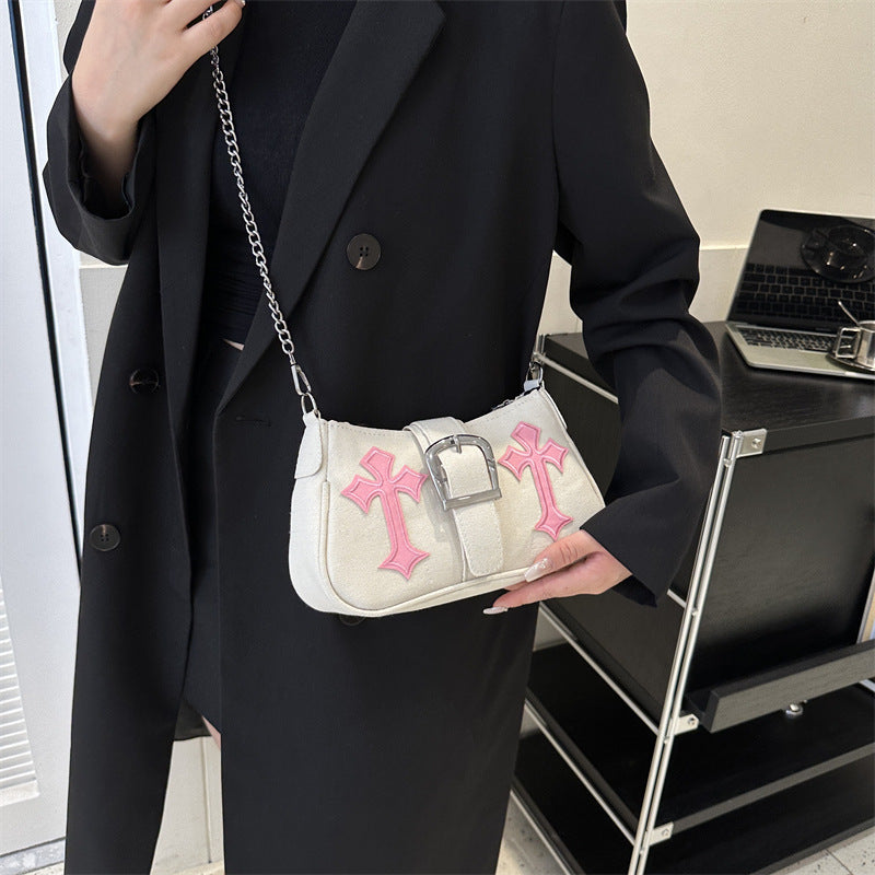 Women's Personality Trendy Design Solid Color Canvas Hot Shoulder Bags