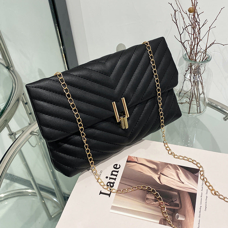 New Women's Embroidered Chain Diamond Pattern Shoulder Bags
