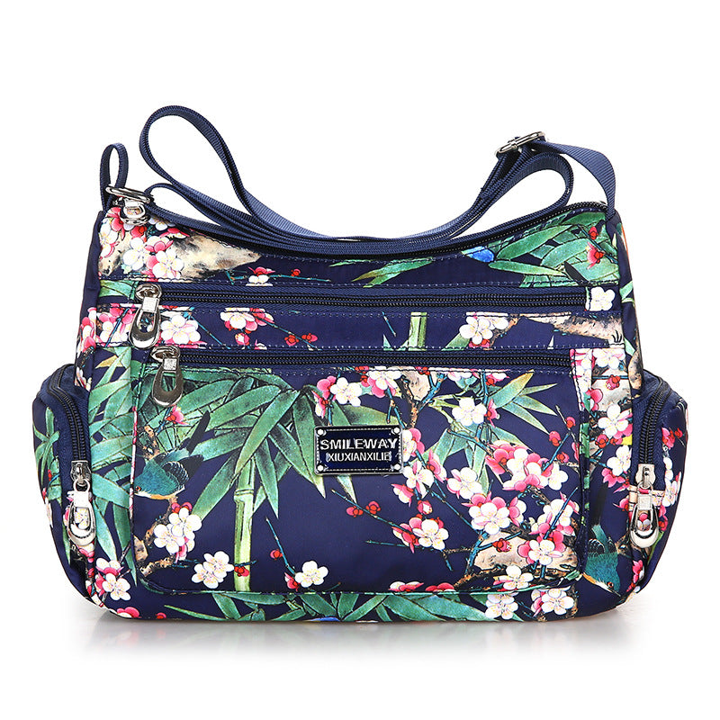Women's Fashionable Printing Shopping Commuter Waterproof Nylon Shoulder Bags