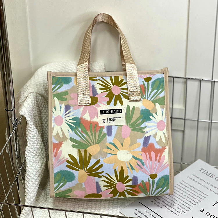 Floral Large Capacity Portable Wash Lunch Box Bags