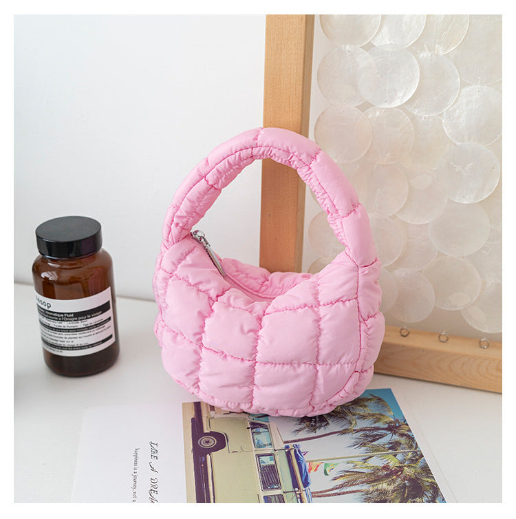 Women's Pleated Cloud Niche Plaid Bubble Down Handbags