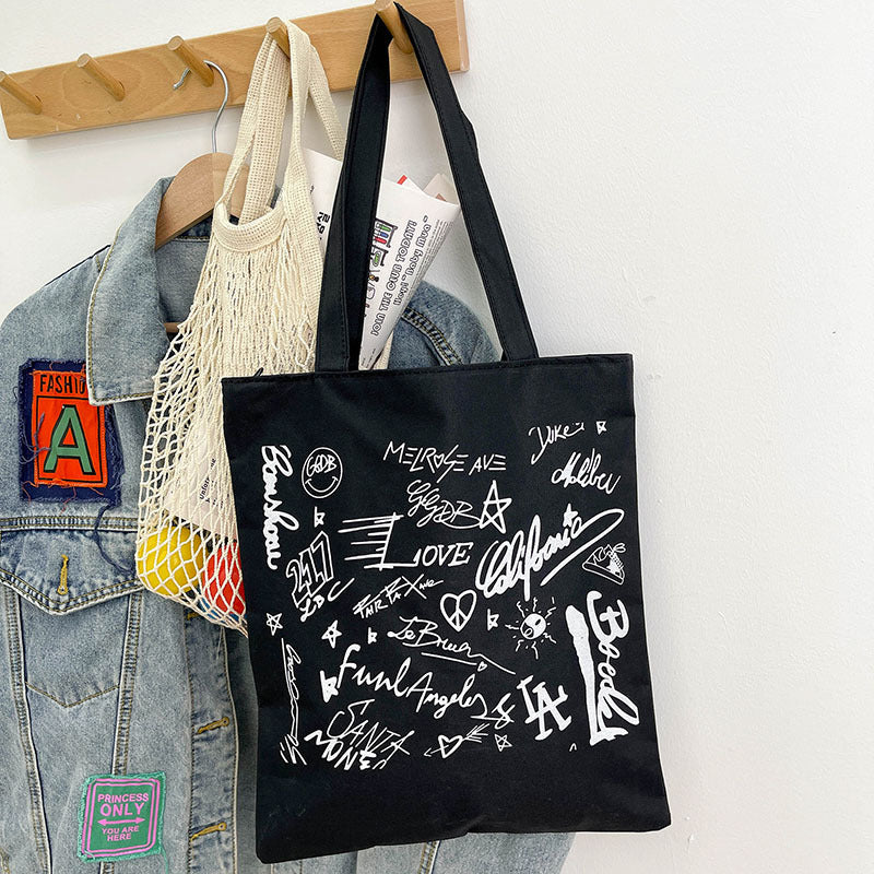 Tide Korean Style Personalized Fashion Artistic Printing Large Capacity Shoulder Bags
