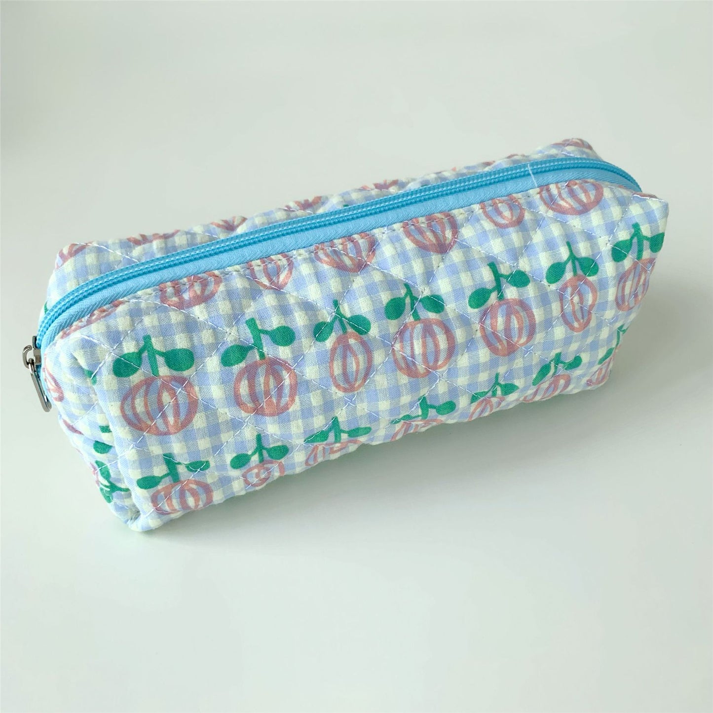 Brush Cotton Embroidery Quilted Large Capacity Pencil Cosmetic Bags