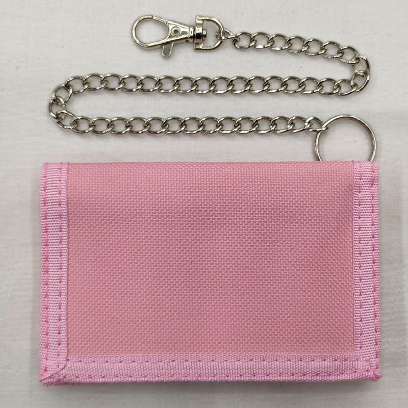 Men's Folding Chain Black Three-fold Zipper Purses