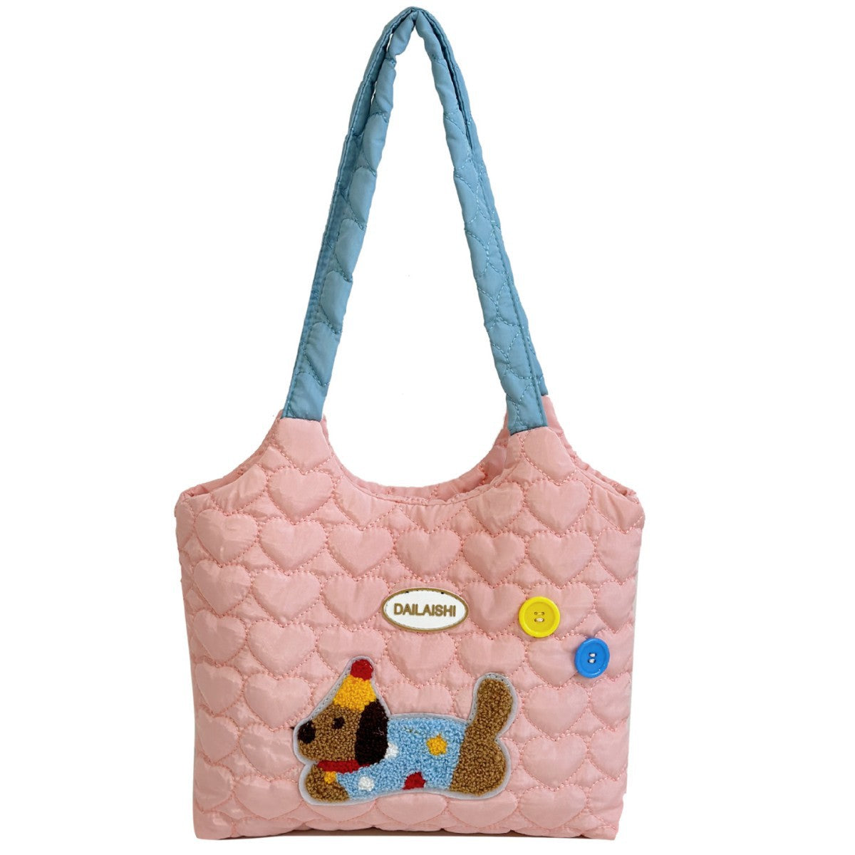 Women's Cartoon Quilted Love Hand Shopping Mummy Shoulder Bags