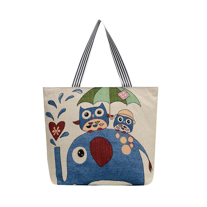 Cartoon Embroidered Leisure Big Owl Embroidery Bags