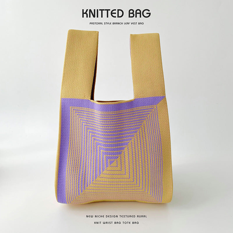 Niche Design Black White Clip Woven Shoulder Bags