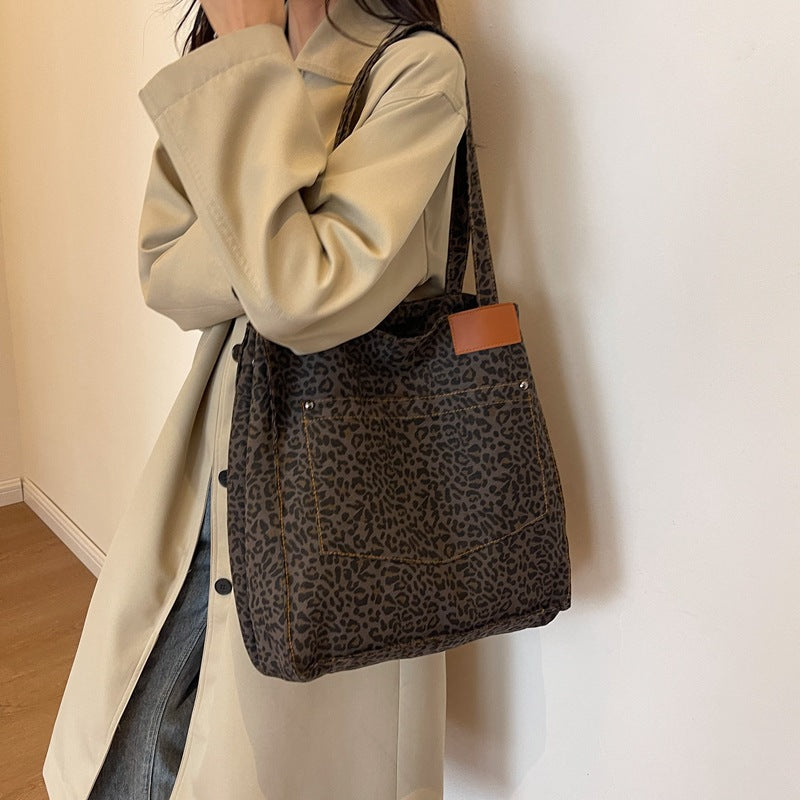 Women's Leopard Print Autumn Floral Fried Street Shoulder Bags