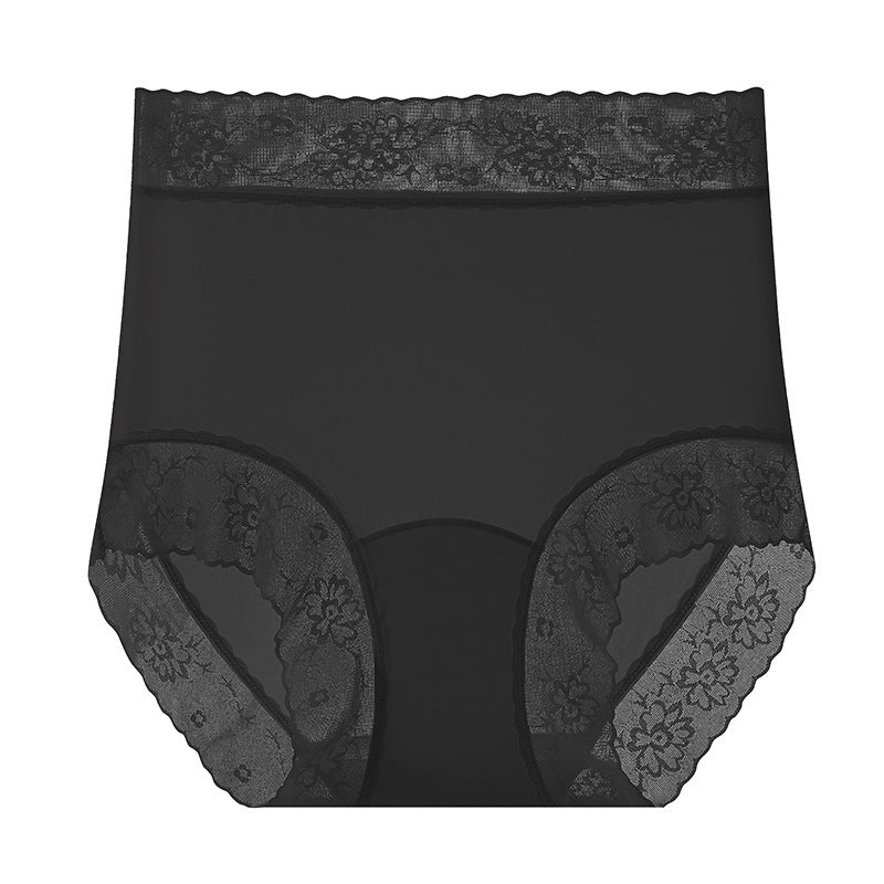 Women's Ice Silk Camellia Pla High Waist Panties
