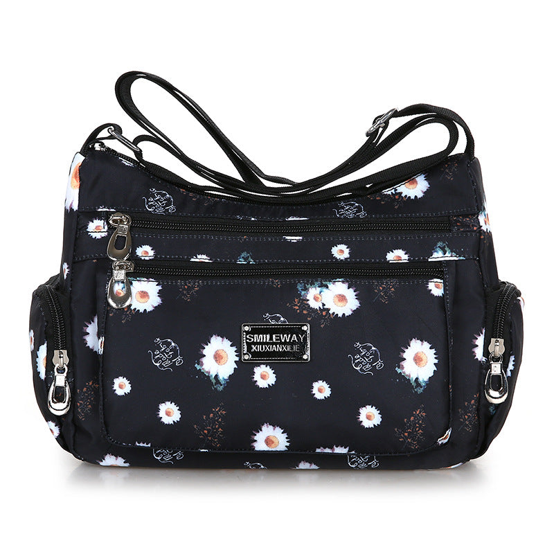 Women's Fashionable Printing Shopping Commuter Waterproof Nylon Shoulder Bags