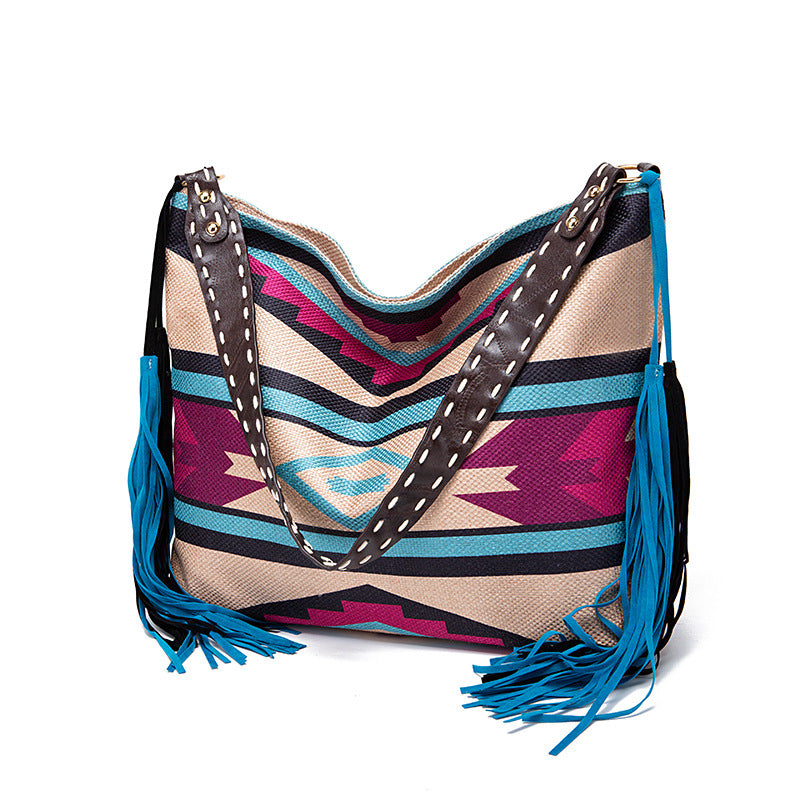 Women's Vintage Hand-woven Cotton And Linen Large Crossbody Bags