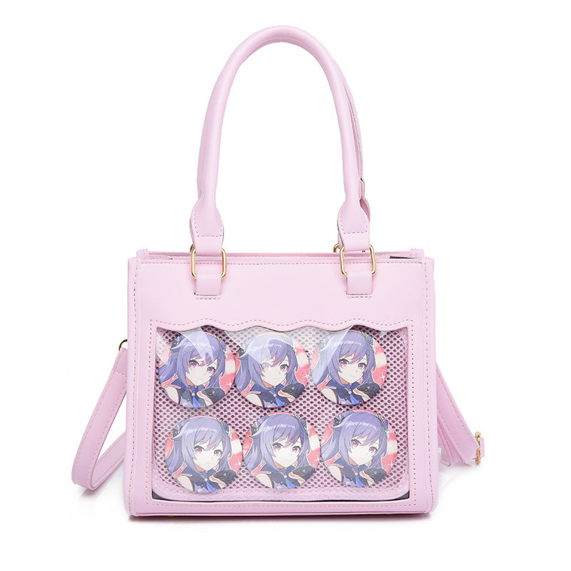 Women's Rhombus Lace Cartoon Cute Portable Two-dimensional Handbags