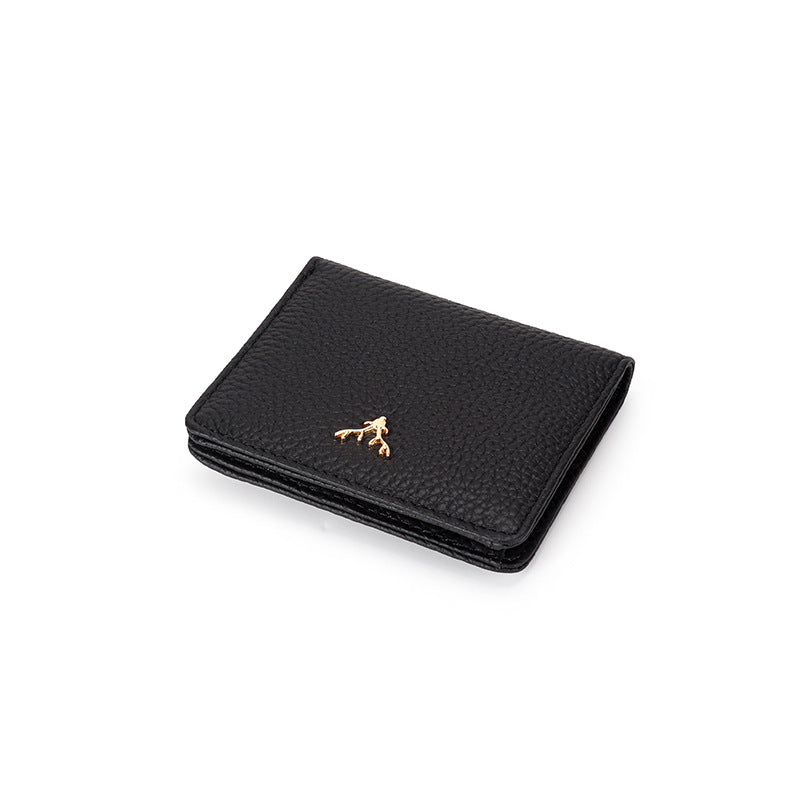 Women's Leather Short Fashion Full Cowhide Fold Purses