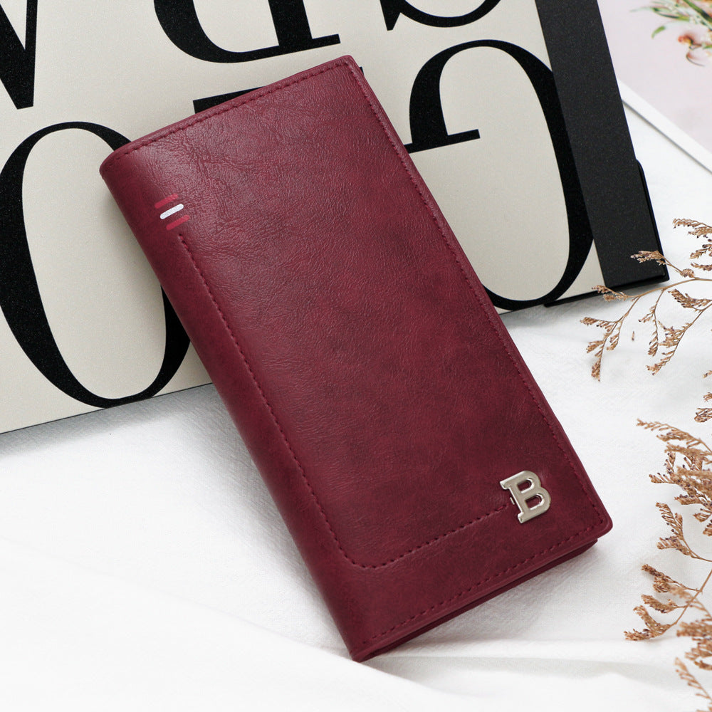 Women's & Men's Fashion Mid-length Three Fold Dollar Multi Slots Men's Wallet