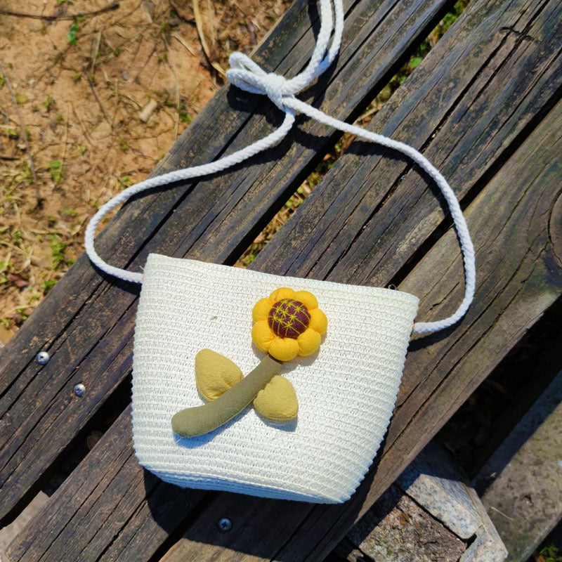 Children's Summer Weaving Straw Cute Mobile Western Phone Bags