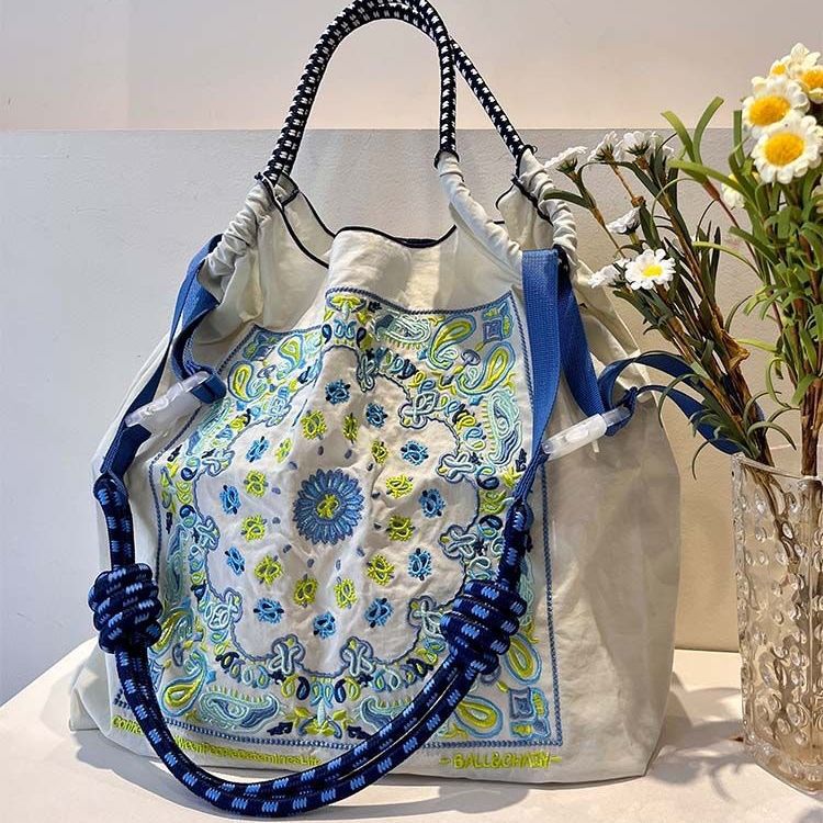 Minority Paisley Embroidered Shopping Nylon Fashion Handbags