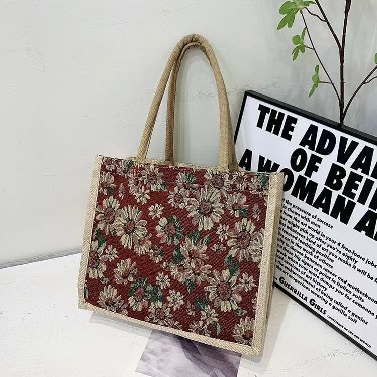 Women's Korean Style Good-looking Large Capacity Cotton Linen Handbags