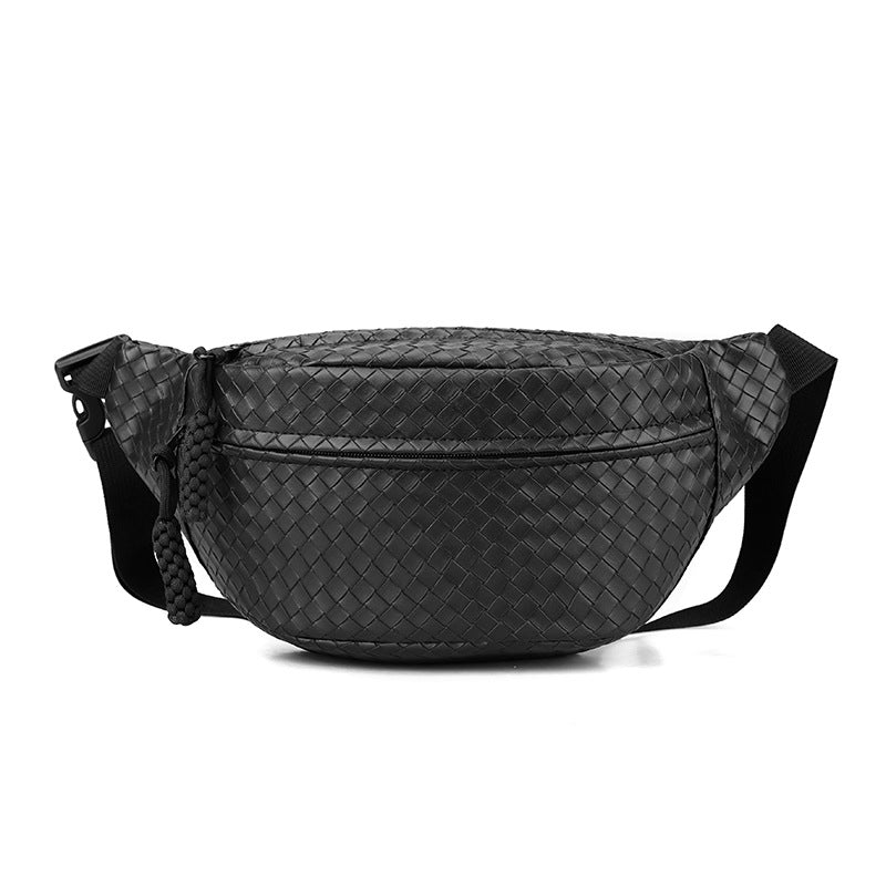 Men's Style Trendy Woven Slanted Black Men's Chest Bags