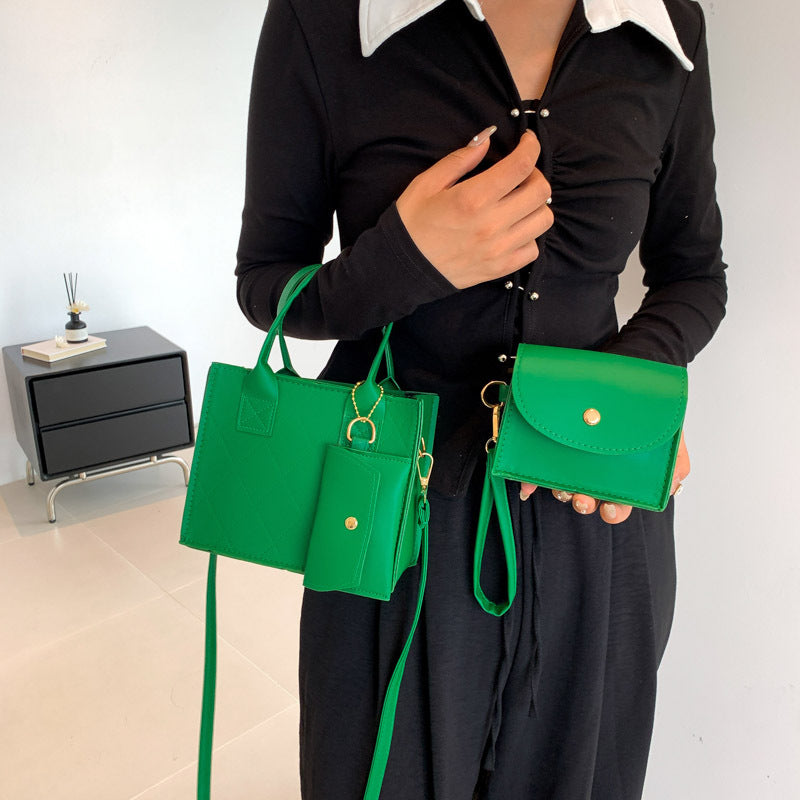 Women's Rhombus Three-piece Fashionable Western Style Shoulder Bags