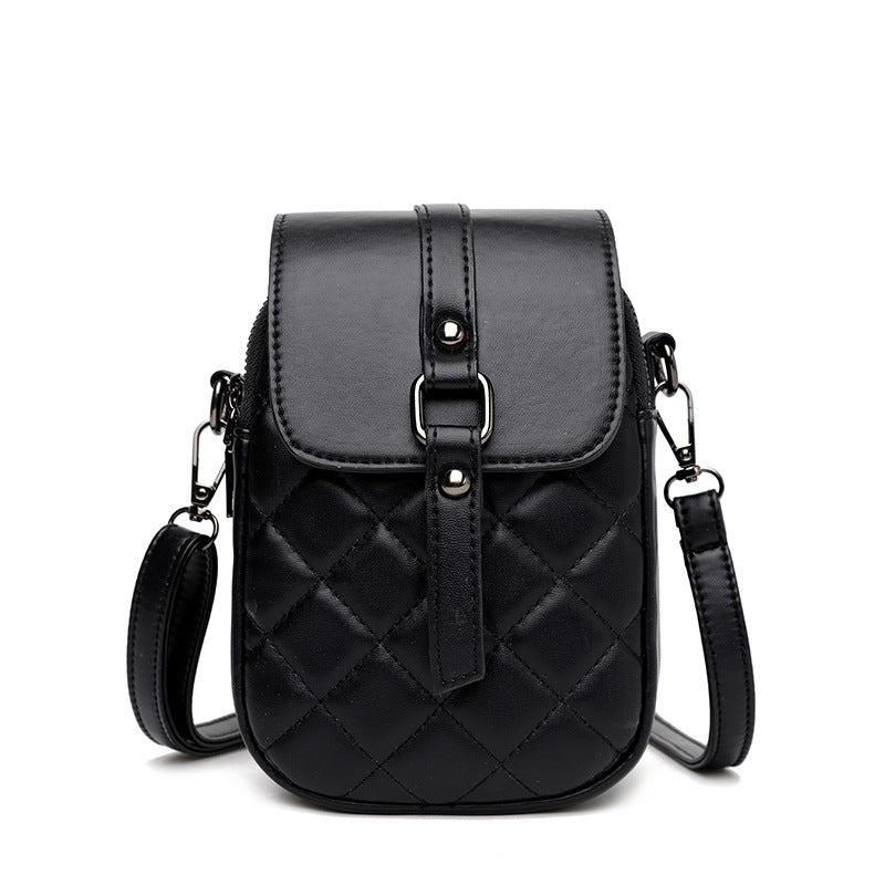 Women's Mobile Spring Fashion Embroidery Thread Rhombus Crossbody Bags