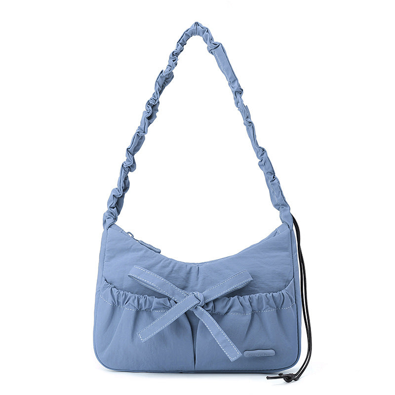 Women's Korean Ballet Style Drawstring Ruffle Bow Shoulder Bags