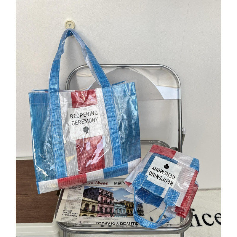 Knitted Hand Snakeskin Pocket Plastic Carrying Shoulder Bags