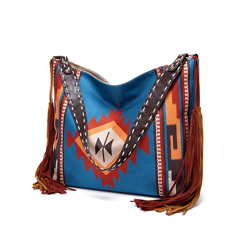 Women's Vintage Hand-woven Cotton And Linen Large Crossbody Bags