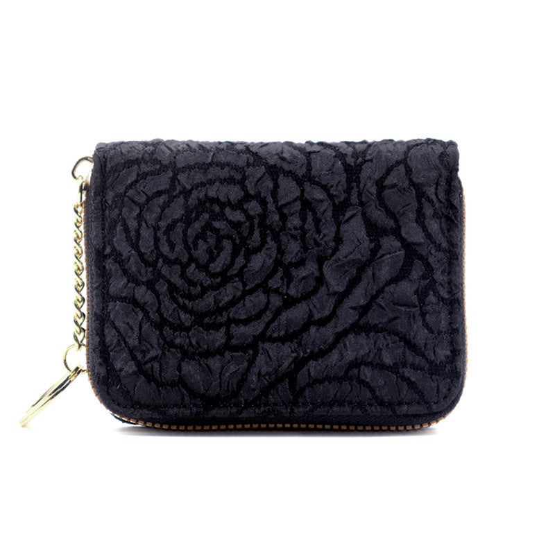 Women's Korean Style Flower Expanding Zipper Cover Card Holder