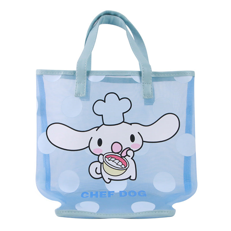Women's Cartoon Strawberry Bear Mesh Embroidery One Handbags