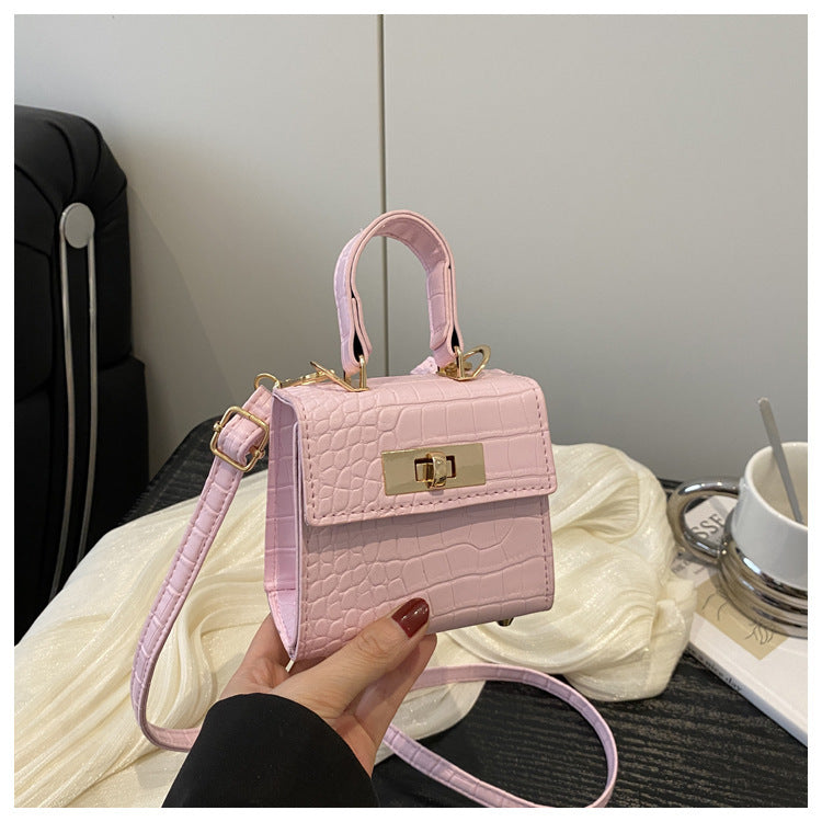 Retro Simple Graceful Summer Solid Color Textured Stone Pattern Fashion Women's Shoulder Bag