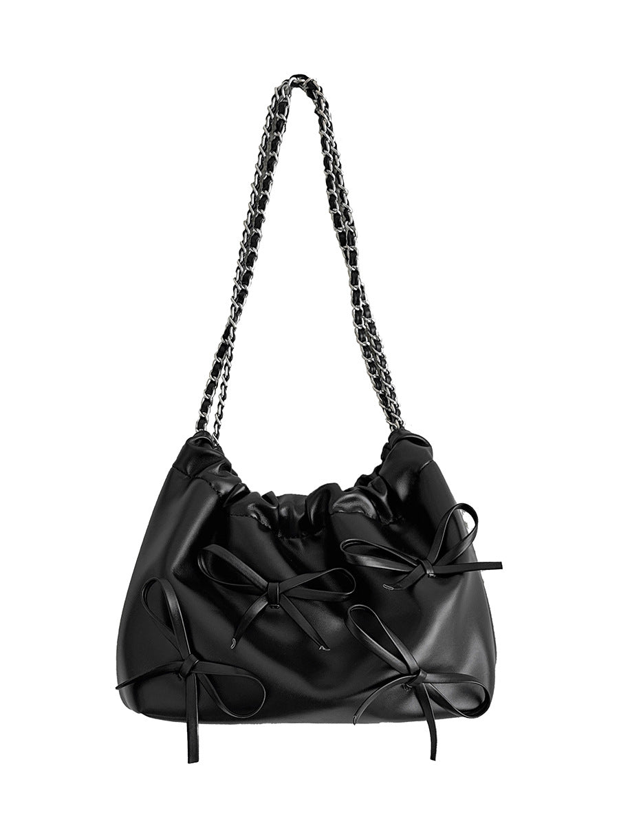 Chain Female Niche Soft Leather Pleated Shoulder Bags