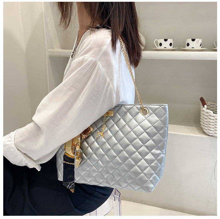 Women's Korean Deer Rhombus Underarm Silk Scarf Shoulder Bags