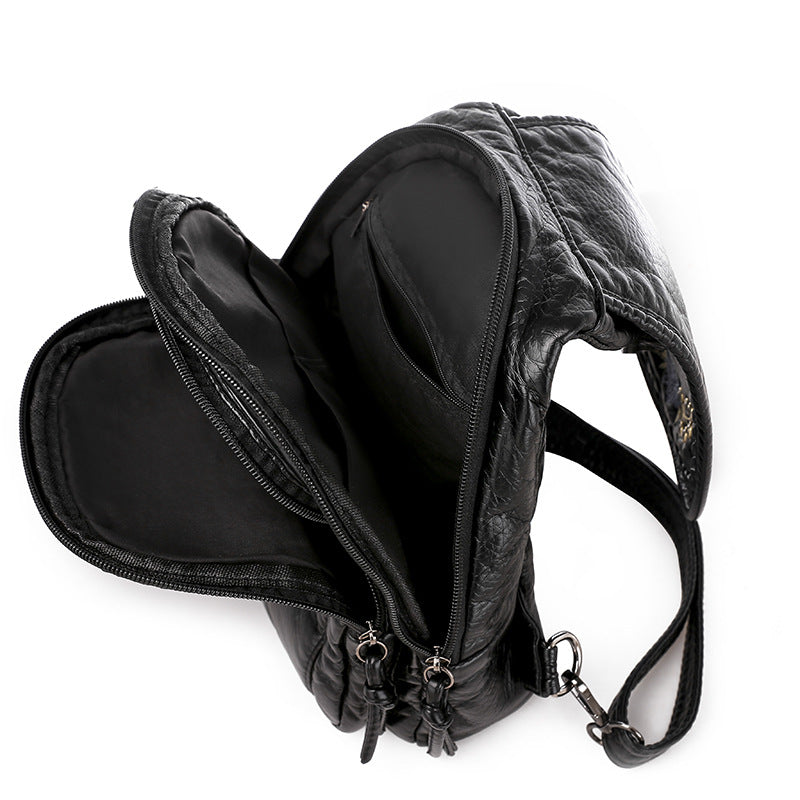 Women's Multifunctional Washed Soft Leather Korean Bags