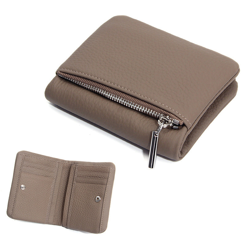 First Layer Cowhide Unisex Thin Section Zipper Convenient Ladies Wallet