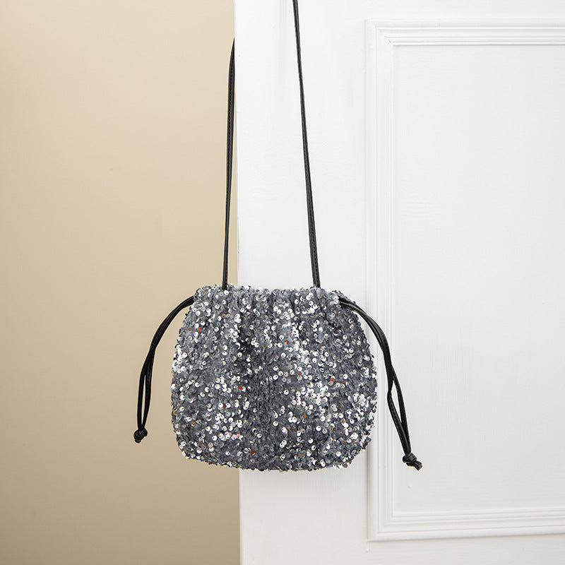 Women's Fashion Drawstring Pleated Design Soft Portable Crossbody Bags