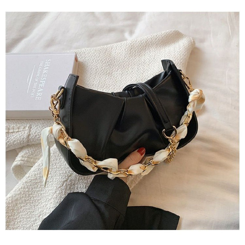 Women's Underarm Fresh Design Pleated White Summer Crossbody Bags
