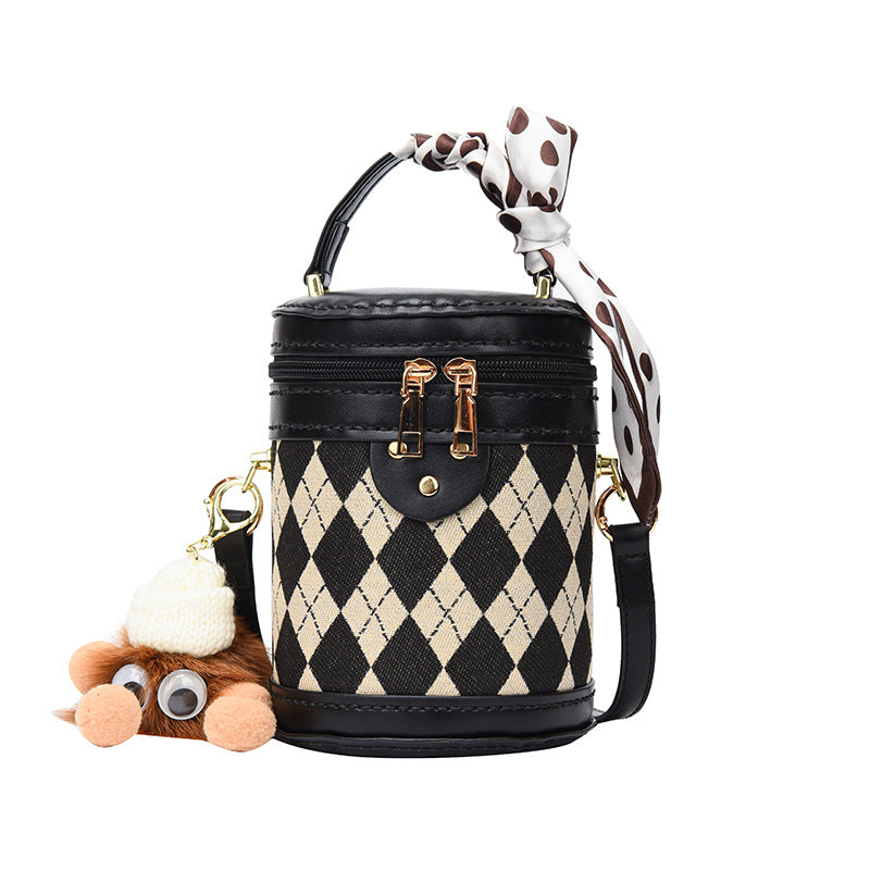Women's Autumn Textured Cylinder Western Style Portable Crossbody Bags