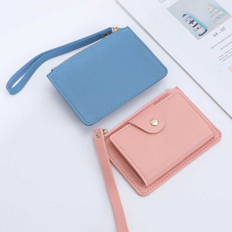 Wrist Strap Clip Solid Color Mini Card Holder