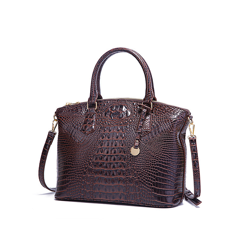 Women's Portable Retro Crocodile Pattern Brahmin Crossbody Bags