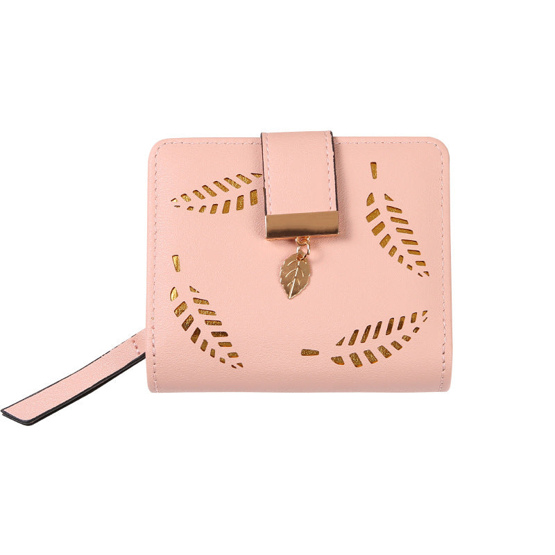 Women's Short Leaf Two-fold Korean Hollowed Fashion Ladies Wallet