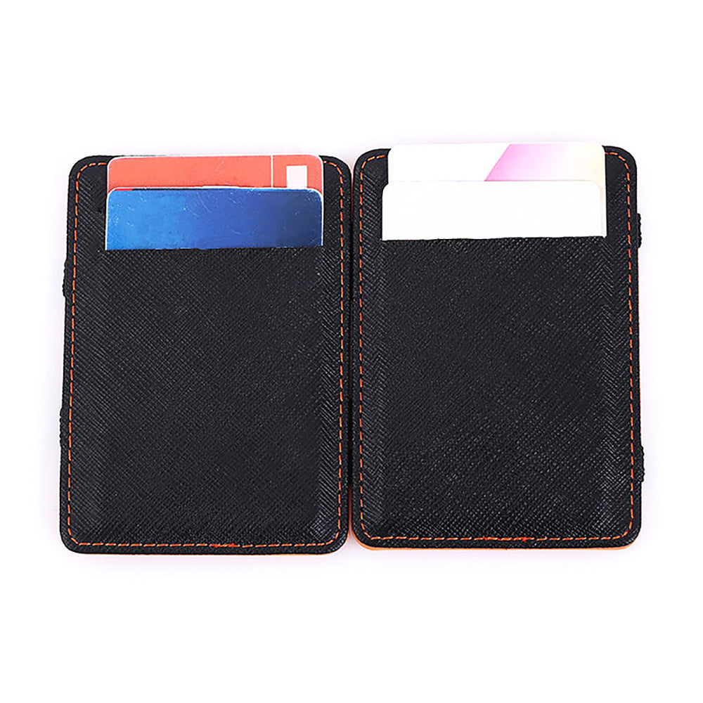 Men's Vertical Leather Magic Creative Large Bill Card Holder